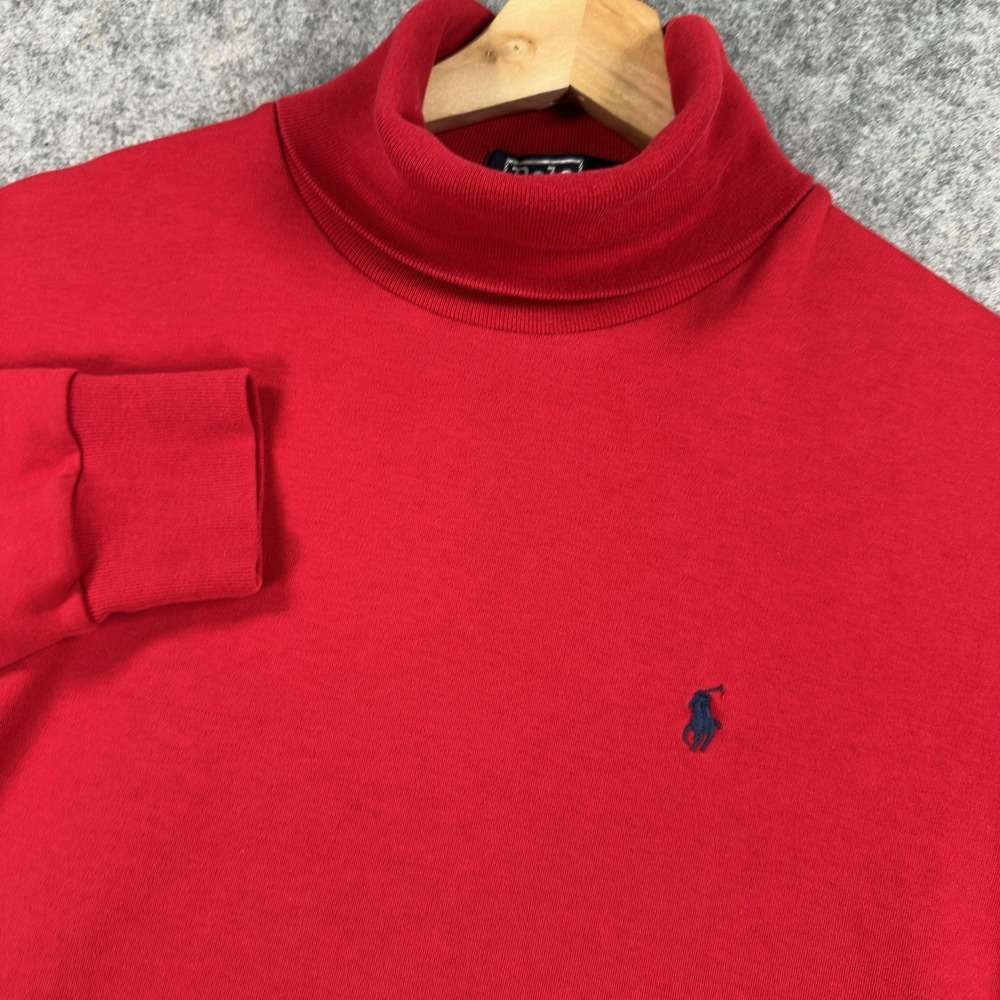 Vintage Polo‎ By Ralph Lauren Turtleneck Shirt Mens Medium Red Cotton USA Made